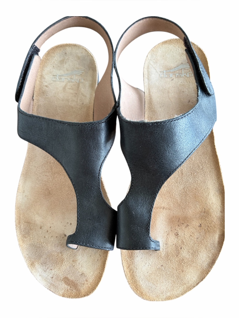 Dansko Reece Black Waxy Banished Leather Sandals Size 39